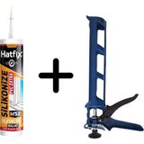 Hatfix Silikonize Mastik Altınmeşe 500GR Plastik Silikon Tabancalı Mastik Set - 1 Adet