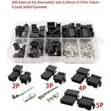 Hatfon 200 Adet Jst Sm Konnektör Seti 2,54MM 2-5 Pim Takım 4 Çeşit Şeffaf Çantada