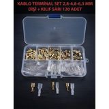 Hatfon Elektronik Kablo Terminal Set 2,8-4,8-6,3 mm Sarı Dişi + Kılıf 120 Adet