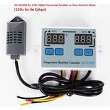 Hatfon Elektronik XK-W1099 Ac 220v Dijital Termostat Sıcaklık ve Nem Kontrol Cihazı (220v Ac ile Çalışır)