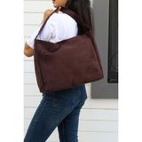 Hathor Kadın Shopper Tek Saplı Süet Omuz Çantası - Kahve