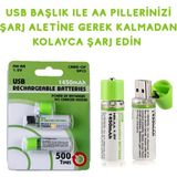 Hatıra Kutusu USB ile Şarj Olabilen 2 Li 1450 Mah Lityum Şarjlı Kalem Pil ( Lisinya )