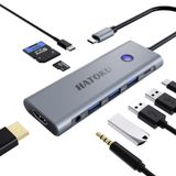 HATOKU USB C Hub Hdmi Adaptörü: MacBook iPad Pro Air için 9'u 1 Arada USB Bağlantı İstasyonu - Tek Tıkla Ekranlı Dizüstü Bilgisayar Yuvası Açma Düğmesi - 4K@60Hz HDMI - 100W PD - SD TF Kart Okuyucu - Ses -