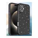 Hatreds Apple İphone 16 Plus Kılıf Kamera Korumalı Parlak Simli Lüks Kapak - Siyah Siyah