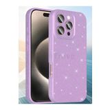 Hatreds Apple İphone 16 Pro Kılıf Kamera Korumalı Parlak Simli Lüks Kapak - Lila Lila