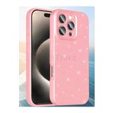 Hatreds Apple İphone 16 Pro Kılıf Kamera Korumalı Parlak Simli Lüks Kapak - Pembe Açık Pembe