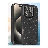 Hatreds Apple İphone 16 Pro Kılıf Kamera Korumalı Parlak Simli Lüks Kapak - Siyah Siyah