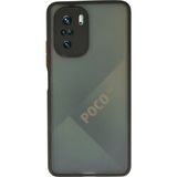 Hatreds Xiaomi Poco F3 Kılıf Buzlu Saydam Yapılı Kamera Korumalı Silikon Kılıf - Siyah
