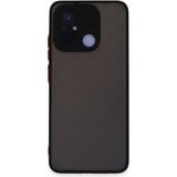 Hatreds Xiaomi Redmi 12C Kılıf Buzlu Saydam Yapılı Kamera Korumalı Silikon Kılıf - Siyah