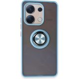 Hatreds Xiaomi Redmi Note 13 4g Kılıf Buzlu Saydam Yapılı Yüzüklü Standlı Kamera Korumalı Silikon Kılıf - Buz Mavi - Buz Mavisi