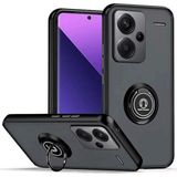 Hatreds Xiaomi Redmi Note 13 Pro Plus Kılıf Buzlu Saydam Yapılı Yüzüklü Standlı Kamera Korumalı Silikon Kılıf - Siyah