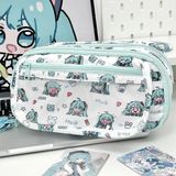 Hatsune Miku Büyük Boy Kalem Kutusu, 4 Gözlü, Içi Bölmeli, Yüksek Kalite - Black Denim - Seçenek 1