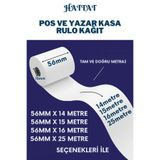Hattat 20 Adet Rulo 56mmx14m Pos Ve Yazar Kasa Termal Rulo Yüksek Kaliteli Dayanıklı Tam Metraj Net Baskı