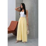 Hatun Atila Filamlı Keten Etekli Pantolon 8826 Sarı