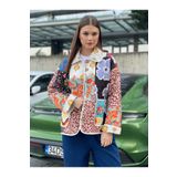 Hatun Atila Kadın Patchwork Desenli Oversize Ceket