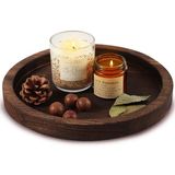 Hatway Ahşap Dekoratif Tepsi Mumluk Yuvarlak Ahşap Tepsi Ev Dekoru, Centerpieces Tabaklar için Masa orta parçaları CoffeeTable için, Noel Dekoru