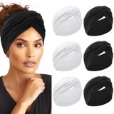 HAUHC Kadınlar için Ekstra Geniş Saç Bantları, 7" Büyük Pamuk Türban Düğümlü Bandana Kafa Bantları Kadınlar için Kaymaz, Kadın Saç Egzersiz Spor Yoga Cilt Bakımı için Boho Saç Bantları, 6 paket