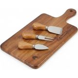 Haus 4 Parça Akasya Ahşap Peynir Sunum Seti ve Bıçak Takımı - 29X18 cm Şarküteri ve Ikraml� - Çok Renkli