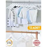Hausgarten 12 Adet Dolap Içi Düzenleyici Çocuk Elbise Askısı Bebek Askısı Kıyafet ve Elbise Askısı Beyaz