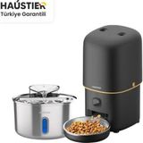 Haustier Akıllı Mama Kabı,Kedi Su Sebili 2 Li Kameralı Set PF05S-WF009L-W(Haustier Türkiye Garantili)