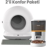 Haustier Akıllı Otomatik Kedi Tuvaleti Akıllı Mama Kabı 2 Li Set (Haustier Türkiye Garantili)
