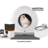 Haustier Akıllı Otomatik Kedi Tuvaleti, Akıllı Mama Kabı,Kedi Su Sebili 3 Lü CB002G-QQ005B-WF007L(Haustier Türkiye Garantili)