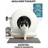 Haustier CB002 Bej Kameralı Akıllı Otomatik Kedi Tuvaleti, App ile Uzaktan Kontrol, 72LT Hazne, 7lt Çöp Haznesi - Beyaz - Bej