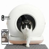 Haustier CB002 Bej Kameralı Akıllı Otomatik Kedi Tuvaleti, App ile Uzaktan Kontrol, 72LT Hazne, 7lt Çöp Haznesi