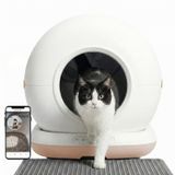 Haustier CB002 Kameralı Akıllı Otomatik Kedi Tuvaleti, APP ile Uzaktan Kontrol, 72lt Hazne, 7lt Çöp haznesi (Beyaz-Bej)
