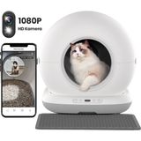 Haustier CB002 Kameralı Akıllı Otomatik Kedi Tuvaleti, App ile Uzaktan Kontrol, 72LT Hazne, 7lt Çöp Haznesi - Beyaz - Gri