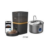 Haustier HST-QQ005 Siyah Akıllı Mama Kabı, WF009LS-M Çelik Kedi Su Pınarı 2 Li Set Haustier Türkiye Garantili