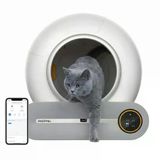 Haustier MSP01 Akıllı Otomatik Kedi Tuvaleti, Uzaktan Kontrol, 65lt Hazne, 9lt Çöp haznesi-İyonizer Kötü Koku Giderici, Ağırlık sensörlü Beyaz + 45 Adet Çöp Torbası, Beyaz