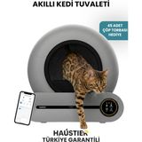 Haustier MSP01 Gri Akıllı Otomatik Kedi Tuvaleti, Tuya App-Wifi Uzaktan Kontrol, 65LT Hazne, 9lt Çöp Haznesi,İyonizer Kötü Koku Temizleme, Ağırlık Sensörlü