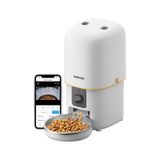 Haustier Pf05 Beyaz Kameralı 1080p Fhd Gece Görüş Akıllı Otomatik Kedi Mama Kabı, Tuya App-wifi Uzaktan Kontrol, Sesle Çağırma, 2.4ghz-5ghz, 4lt Hazne, Metal Kase beyaz-gri