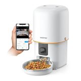 Haustier PF05 Kameralı 1080P FHD Gece Görüş Akıllı Kedi Köpek Otomatik Mama Kabı, Tuya App-Wifi Uzaktan Kontrol, Sesle Çağırma, 2.4Ghz/5Ghz, 4Lt hazne, Metal Kase (Beyaz)