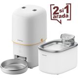 Haustier Pwf Akıllı Beslenme Istasyonu, Akıllı Kedi Mama Kabı & Kedi Su Sebili Ikisi Bir Arada Avantaj Set, PF02 Akıllı Mama Kabı, WF007L Otomatik Kedi Su Sebili, Combo Set Beyaz - Turuncu - Beyaz