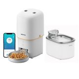 Haustier PWF Akıllı Beslenme İstasyonu, Akıllı Kedi Mama Kabı & Kedi Su Sebili İkisi Bir Arada Avantaj Set, PF02 Akıllı Mama Kabı, WF007L Otomatik Kedi Su Sebili, Combo Set Beyaz