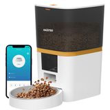 Haustier QQ003-V2 Akıllı Otomatik Kedi Mama Kabı, App-Wifi ile Uzaktan Kontrol, Öğün Planlama,porsiyon Belirleme,6lt Hazne, Metal Kase - Beyaz