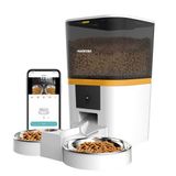 Haustier QQ005-Dual Kameralı Akıllı Otomatik Kedi Mama Kabı, App Uzaktan Kontrol, Sesle Çağırma, 480P Gece Görüşlü Kamera, 6lt Hazne, Çift Metal Kase (Beyaz)