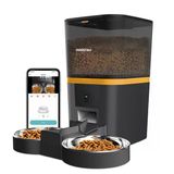Haustier Qq005-Dual Siyah Kameralı Akıllı Kedi Köpek Otomatik Mama Kabı, App Uzaktan Kontrol, Sesle Çağırma, 480P Kamera, 6Lt Hazne, Çift Met