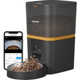 Haustier QQ005 Kameralı Akıllı Otomatik Kedi Mama Kabı , Wifi Uzaktan Kontrol, Sesle Çağırma, 480P Kamera, 6lt Hazne, Metal Kase, Siyah