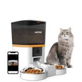 Haustier QQ009-Dual Gece Görüşlü 1080P FHD kameralı, Akıllı Otomatik Kedi Mama Kabı, Tuya App-Wifi Uzaktan Kontrol, Sesle Çağırma, 2.4Ghz-5Ghz, 6Lt hazne, Çift Metal Kase (Beyaz)
