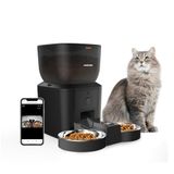Haustier QQ025-Dual Kameralı Akıllı Kedi Köpek Otomatik Mama Kabı, App Uzaktan Kontrol, Sesle Çağırma, 480P Kamera, 4lt Hazne, Çift Metal Kase (Siyah)