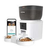 Haustier QQ029-Dual 1080P Gece Görüş Kameralı Akıllı Kedi Mama Kabı, Tuya App-Wifi Uzaktan Kontrol, Sesle Çağırma, 2.4Ghz/5Ghz, 4Lt hazne, Çift Metal Kase (Beyaz) [Enerji Sınıfı A+]