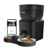 Haustier QQ029-Dual 1080P Gece Görüş Kameralı Akıllı Kedi Mama Kabı, Tuya App-Wifi Uzaktan Kontrol, Sesle Çağırma, 2.4Ghz/5Ghz, 4Lt hazne, Çift Metal Kase (Siyah) [Enerji Sınıfı A+]