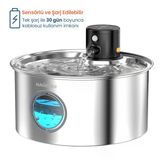 Haustier W2 Otomatik Kablosuz Kedi Su Pınarı, Sensörlü , Bataryalı , Ultra Sessiz, Çelik , 3.2lt Hazne