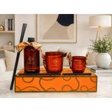 Haute Collection Amber Lüks Oda Kokusu Ve 2’Li Mum Seti Dekoratif Kokulu Mum & Çubuklu Oda Parfümü Hediyelik Set
