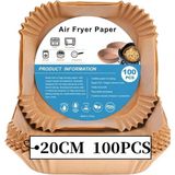 Hava Fritözleri Için Fırın Kağıdı, 100 Adet Airfryer Pişirme Kağıdı, Yapışmaz, Yağa Dayanıklı, Suya Dayanıklı Hava Fritözü, Tek Kullanımlık Parşömen Kağıdı, Fırın ve Mikrodalga Için