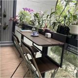 Hava Koşullarına Dayanıklı Dış Mekan Katlanır Balkon Masası, Asma Tasarımlı Alüminyum Metal Yan Masa, Taşınabilir 120 X 37 Cm (L80 X G 37 Cm) Teras, Bahçe, Güverte, Kahverengi Kaplama İ