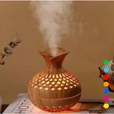 Hava Nemlendirici Buhar Makinesi 300ML LED Işıklı Aroma Difüzörü Ahşap Görünüm - Açık Ahşap